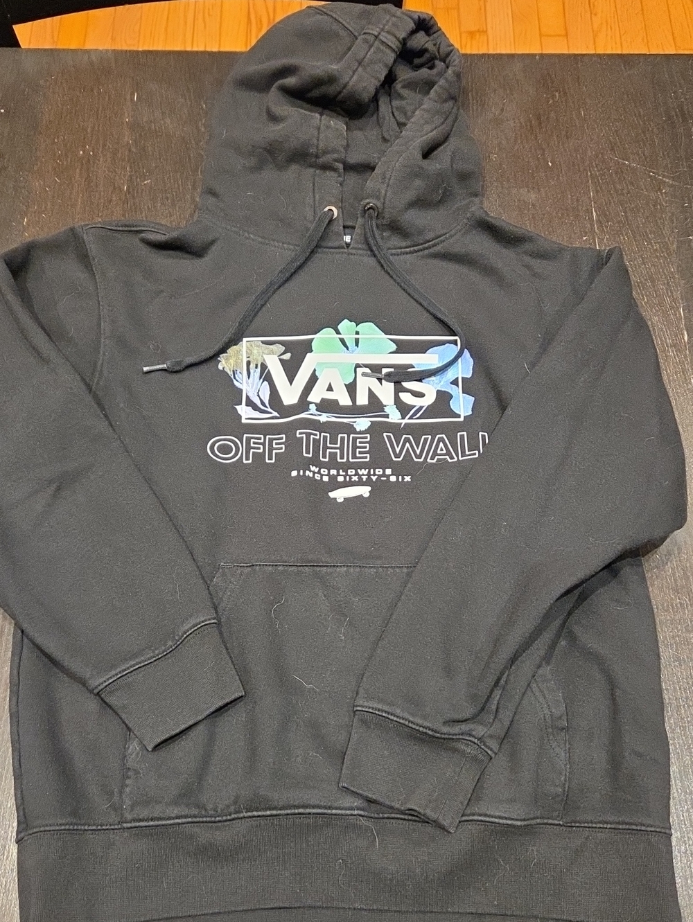 Vans Black Hoodie with Multicolor Floral Logo